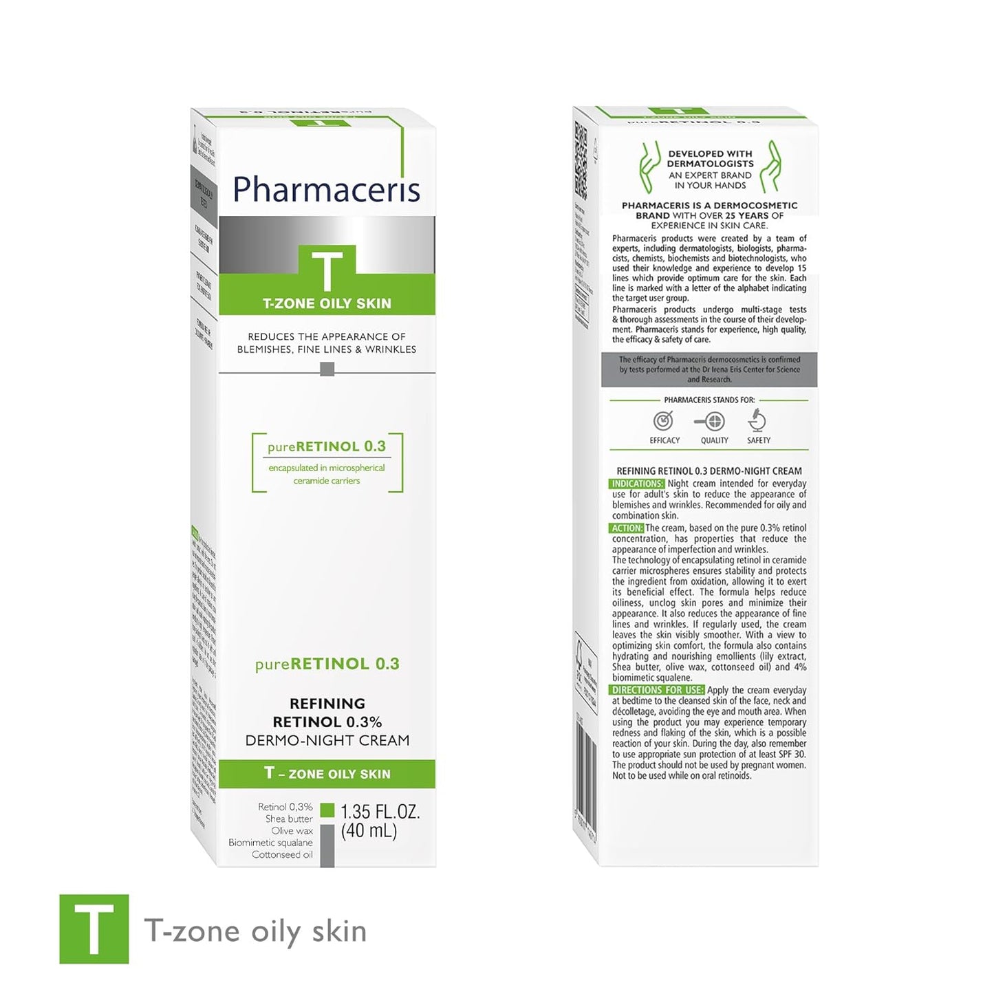 Pharmaceris Dermo - Crema de noche con retinol refinado al 0,3%